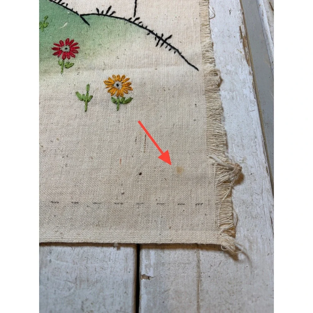 Vintage Embroidered Kitten Linen Unfinished Pillow Needs Batting and Closure‎